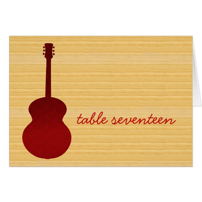 Red Country Guitar Table Number Card (Front Horizontal)