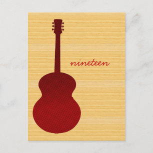 Red Country Guitar Table Number Postcard