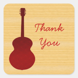Red Country Guitar Thank You Stickers