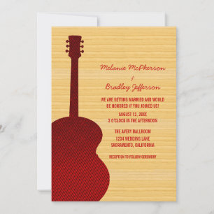 Red Country Guitar Wedding Invitation