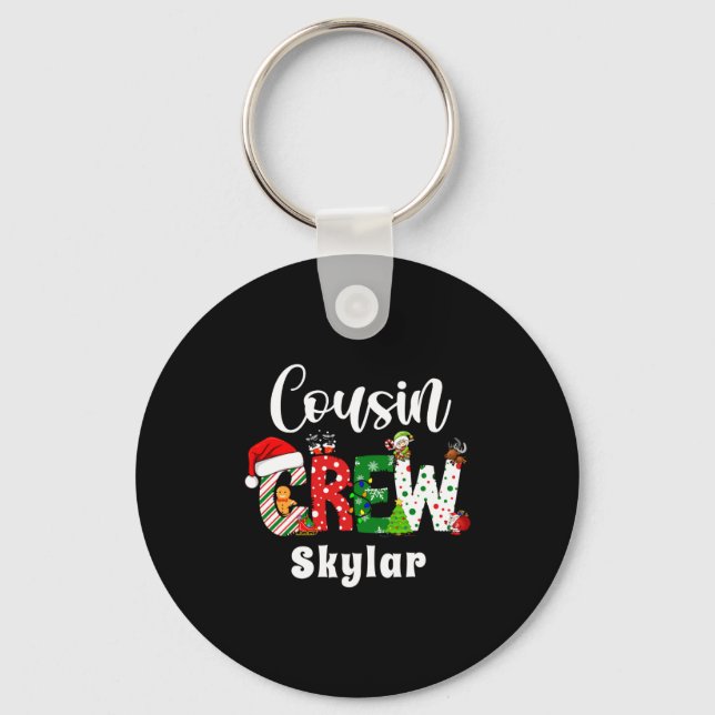 Red Cousin Crew Christmas Retro  Key Ring (Front)