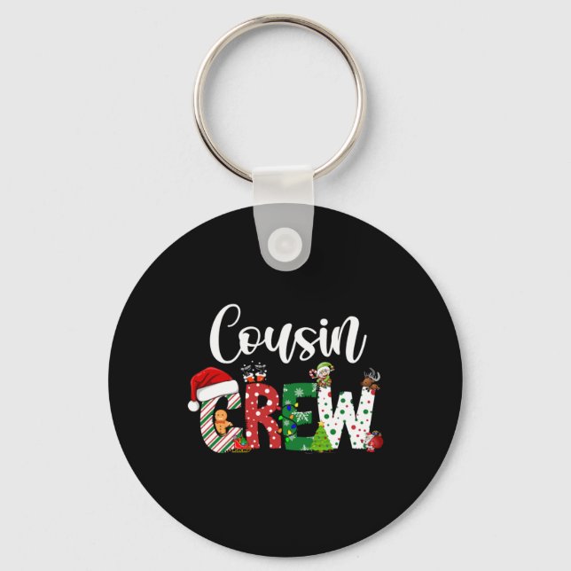Red Cousin Crew Christmas Retro  Key Ring (Front)