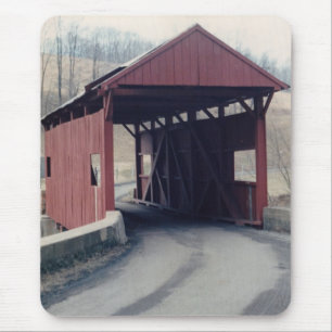 Red Covered Bridge Mouse Pad