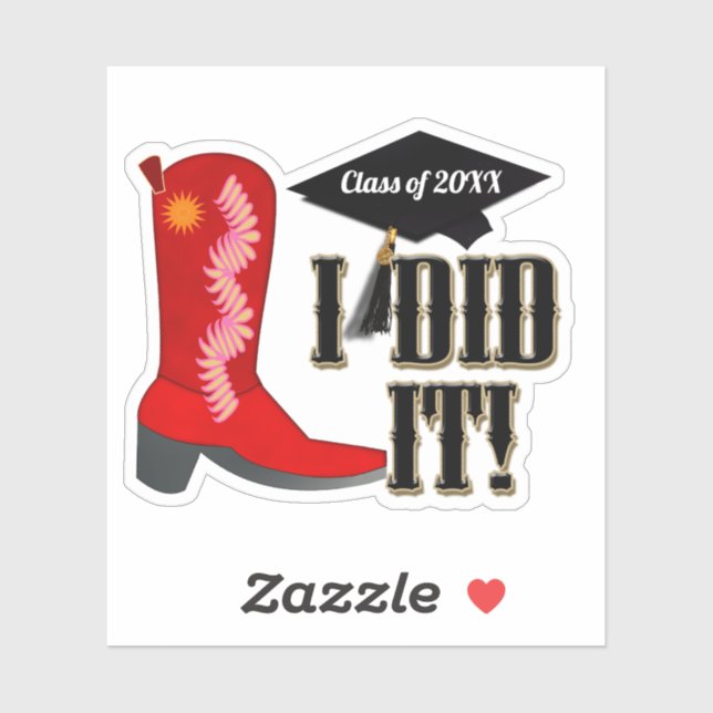 Red Cowboy Boot Graduation (Sheet)