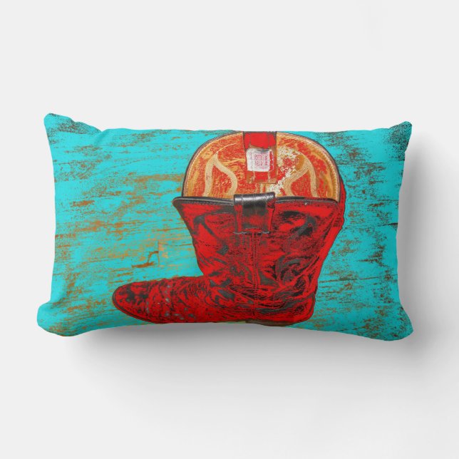 Red Cowboy Boot Lumbar Pillow (Front)