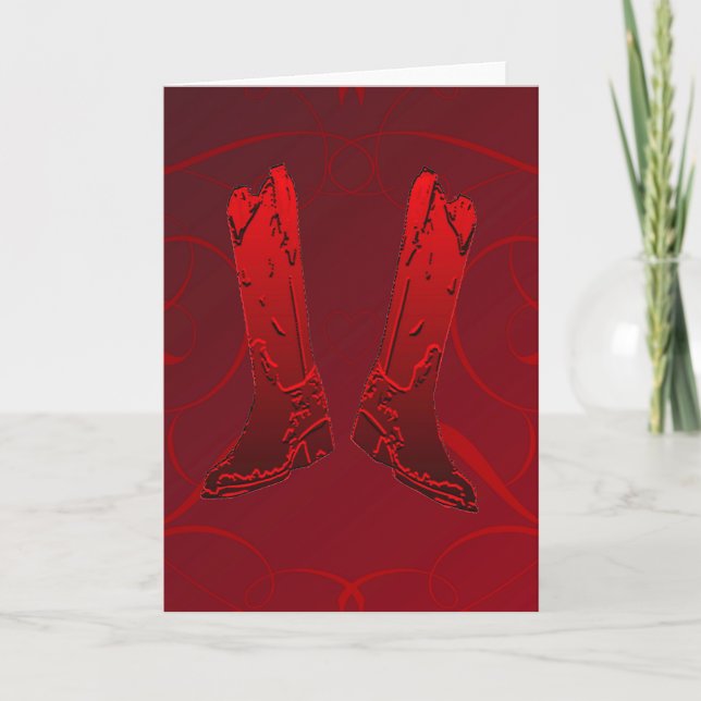 Red Cowboy Boots Greeting Card (Front)