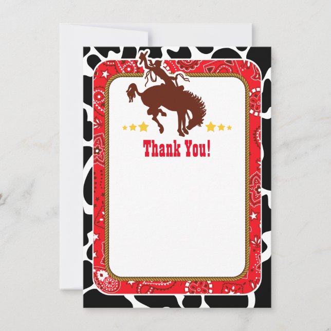Red Cowboy Thank You Notes (Front)