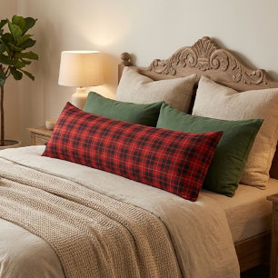 Red cozy Christmas plaid  Body Cushion