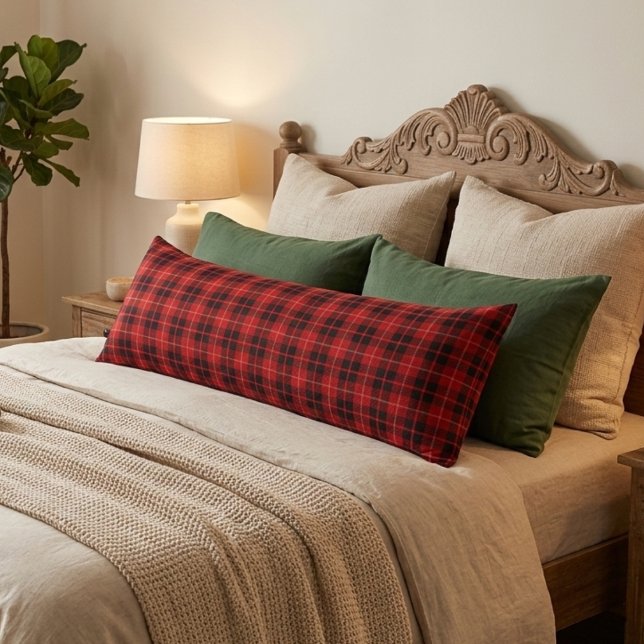 Red cozy Christmas plaid  Body Cushion (Creator Uploaded)