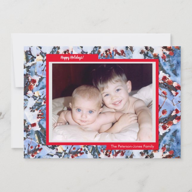 Red Crab Apple Berries Flat Photo Holiday Card (Front)