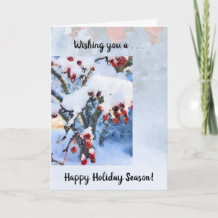 Red Crab Apple Berries in Snow Holiday Card