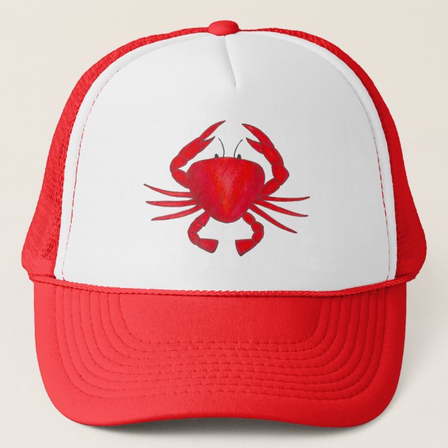 Red Crab Baltimore Maryland Crabs Seafood Foodie Trucker Hat (Front)