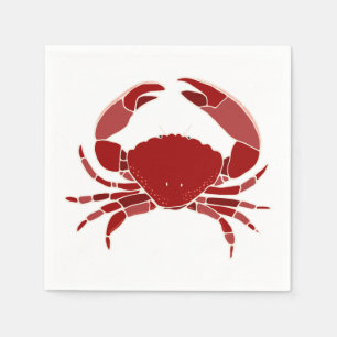 Red Crab Beach Coastal Wedding Napkin