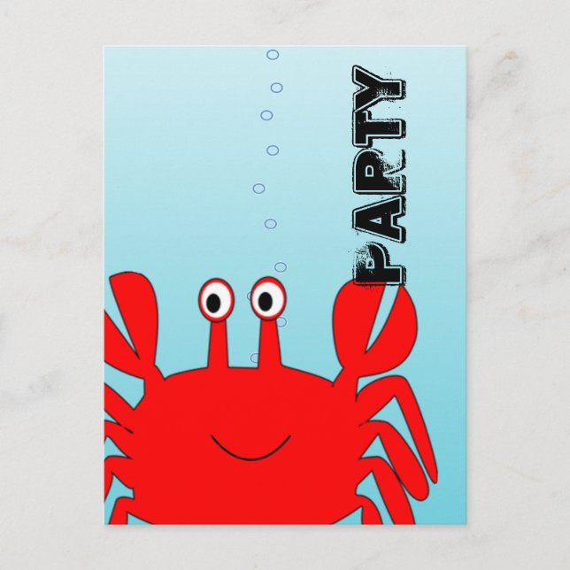 Red Crab Beach Party Invitations (Front)