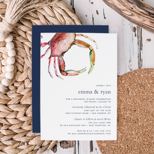 Red Crab Ceremony Rehearsal Dinner Invitation (Creator Uploaded)