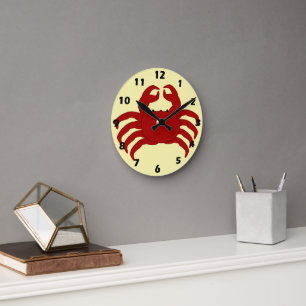 Red Crab Design Round Clock