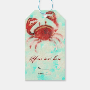 Red Crab Elegant Beach Party Engagement Favour Gift Tags