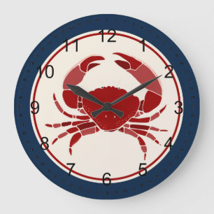 Red Crab Large Clock