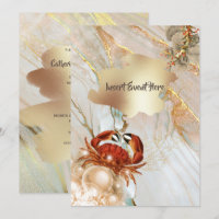 Red crab marble gold liquid elegant party chic