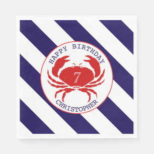 Red Crab Nautical Birthday Party Napkin