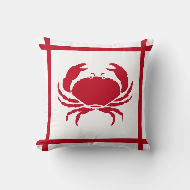 Red Crab ~ Nautical Themed Cushion (Front)