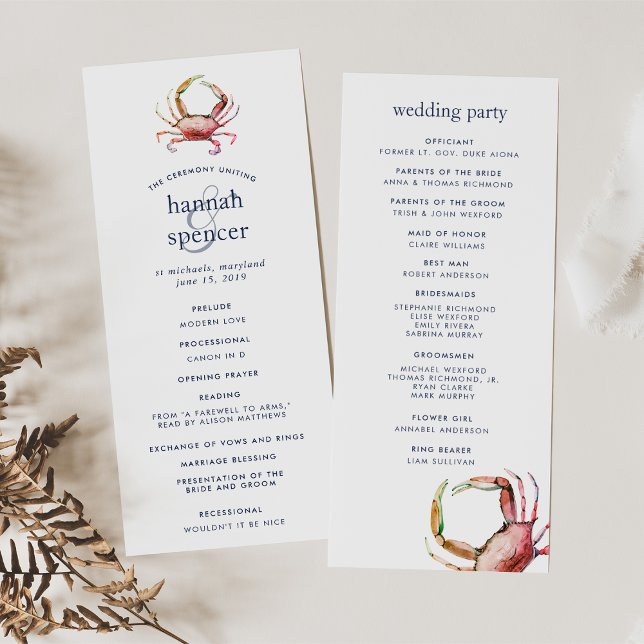 Red Crab | Nautical Wedding Ceremony Program Programme (Creator Uploaded)