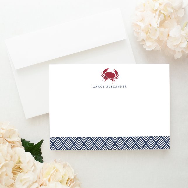 Red Crab Personalized Stationery Flat Cards (Creator Uploaded)