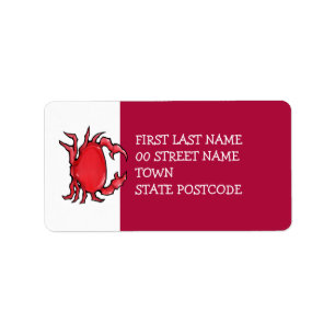 Red Crab red Address Label