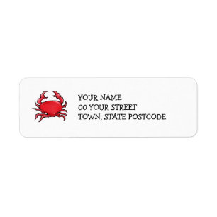 Red Crab Return Address Label