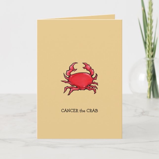 Red Crab sand Cancer Zodiac Birthday Card (Front)