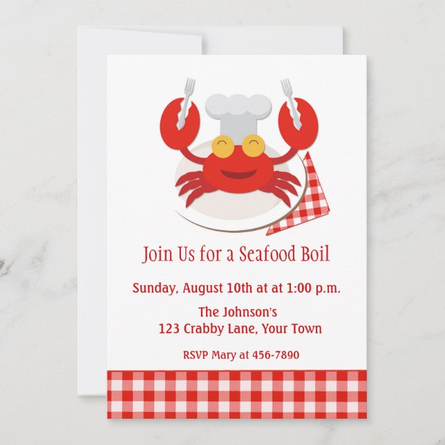 Red Crab Seafood Boil Invitation (Front)