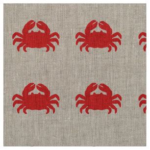 Red Crab Silhouette Fabric
