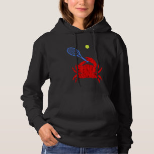Red Crab Tennis Player Tennis Racquet Shellfish Cr Hoodie