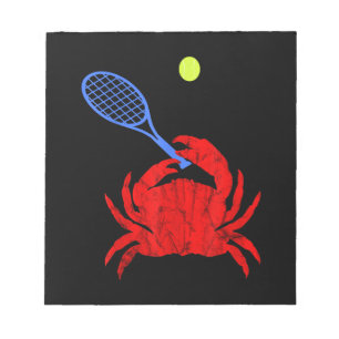 Red Crab Tennis Player Tennis Racquet Shellfish Notepad