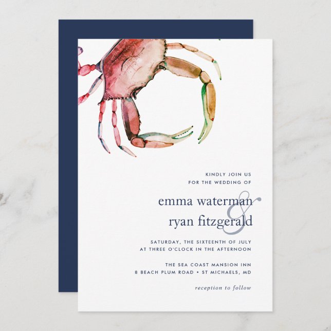 Red Crab Wedding Invitation (Front/Back)