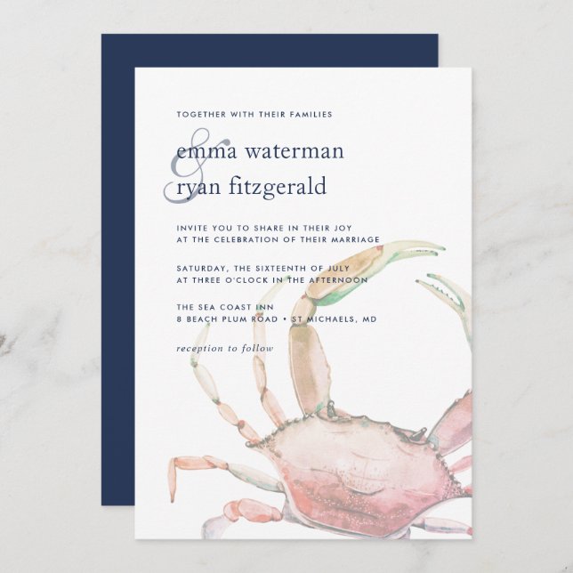 Red Crab Wedding Invitation (Front/Back)