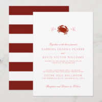 Red Crab | White Wedding Invitation