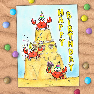 Red Crabs Birthday Postcard