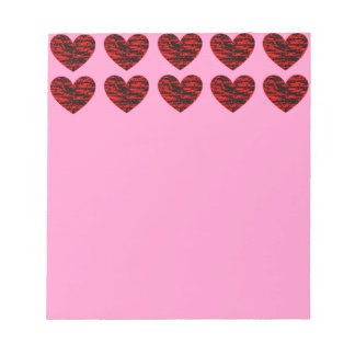Red Crackle Hearts Notepad