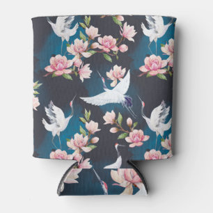 Red Crane Magnolia: Japanese Watercolor. Can Cooler