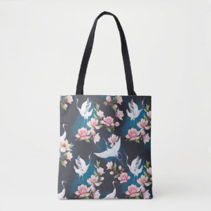Red Crane Magnolia: Japanese Watercolor. Tote Bag