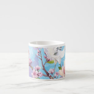 Red Crane Watercolor Japanese Motif Espresso Cup
