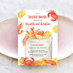 Red Crawfish Seafood Boil Baby Shower Invitation