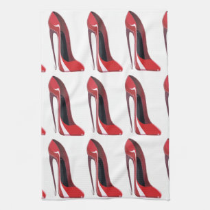 Red Crazy Heel Stiletto Shoe Art Tea Towel