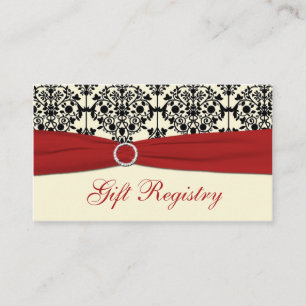 Red, Cream and Black Damask Gift Registry Card