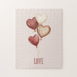 Red Cream Blush Heart Balloons Love  Jigsaw Puzzle