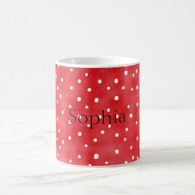 Red Cream Dots Coffee Mug (Center)