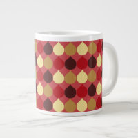 Red Cream Geometric Ikat Teardrop Circles Pattern