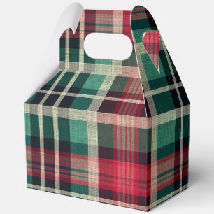 Red Cream Green Plaid Stripes Favour Box