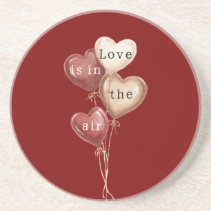 Red Cream Heart Balloons Love in the air Coaster